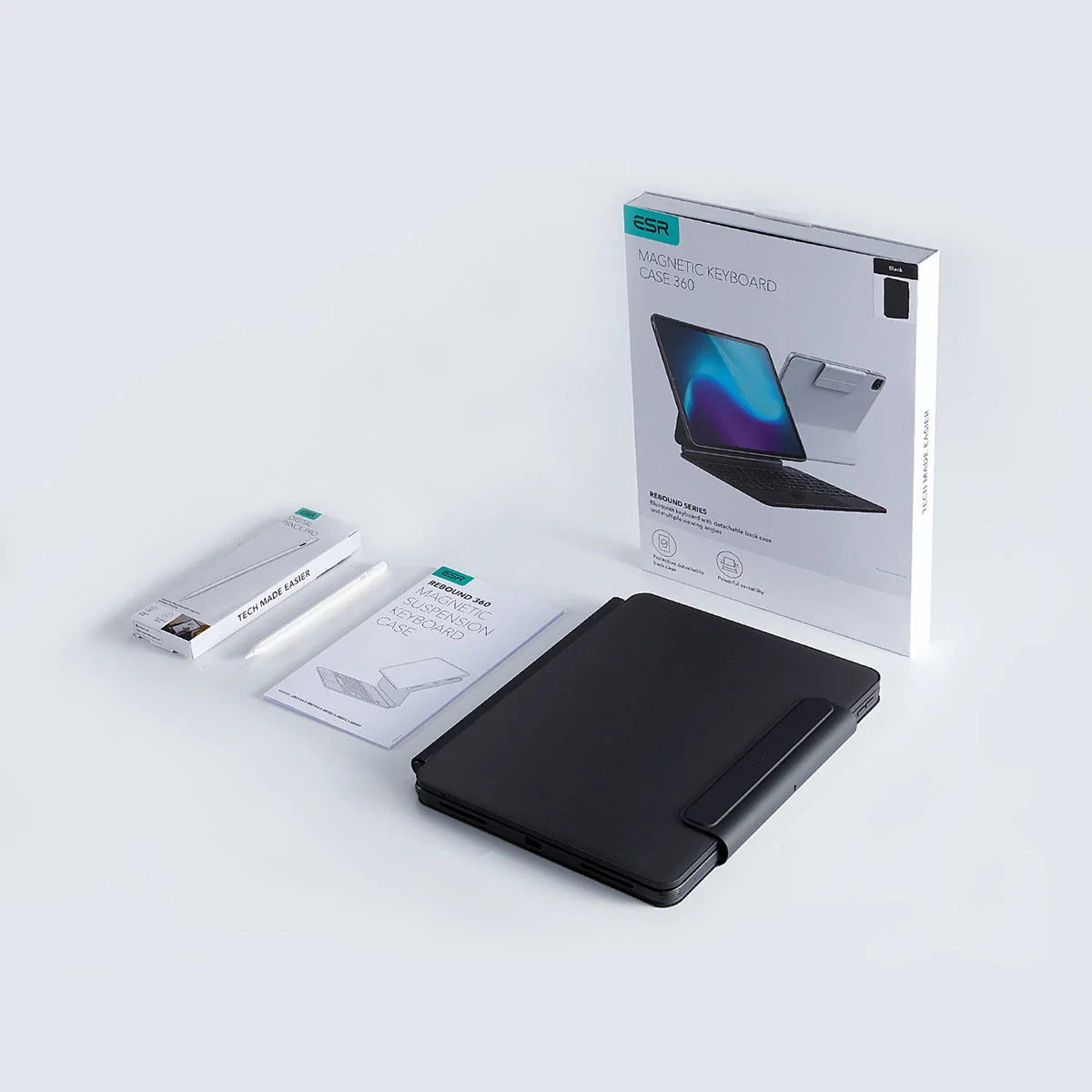 iPad Air 13ʺ (2024) Rebound Magnetic Keyboard Case 360 Pencil Bundle - US Layout-Black - Image 3