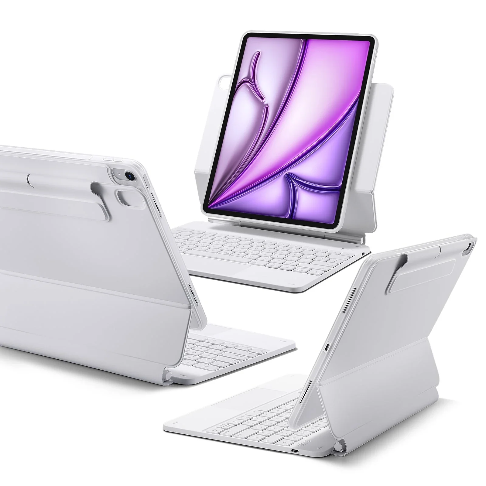 iPad Air 13” (2025) Rebound Magnetic Keyboard Case 360 - US Layout-White