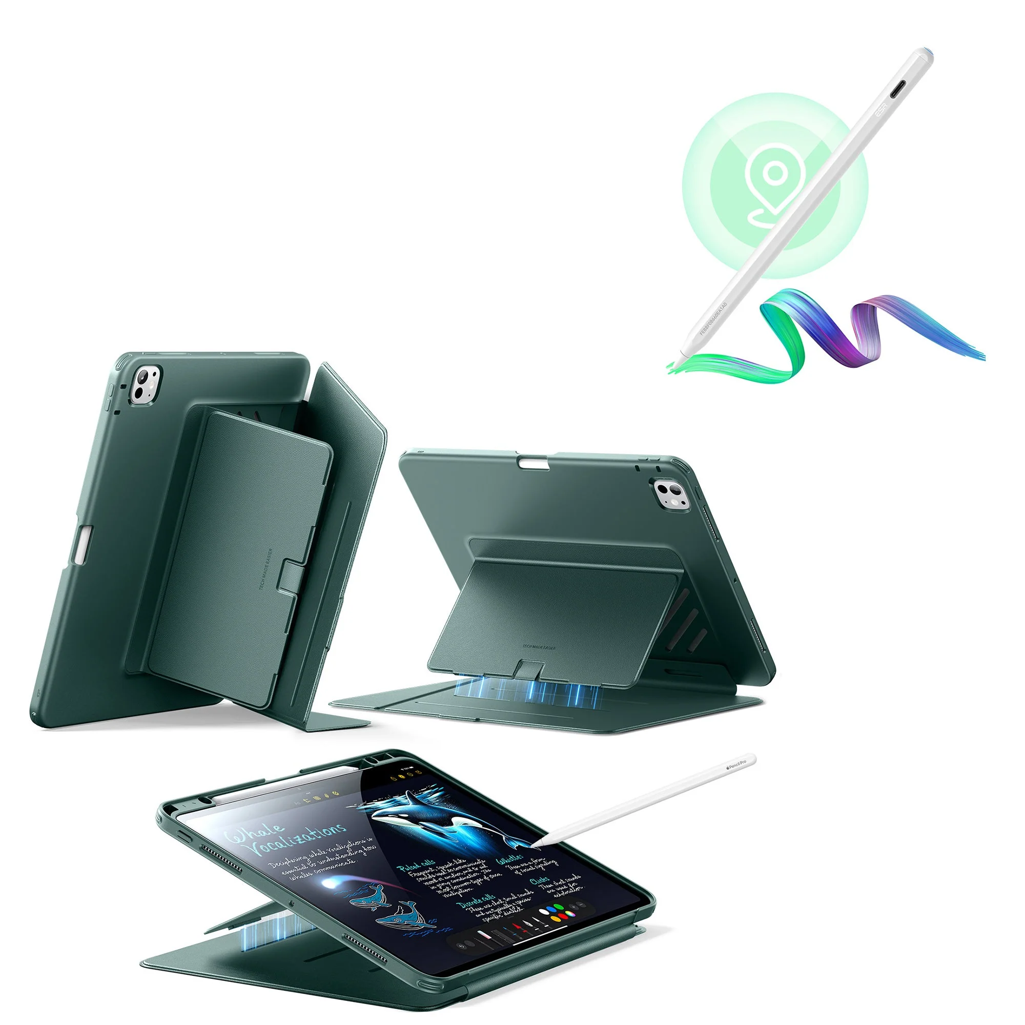 iPad Pro 13″ (2024) Flip Magnetic Case with Pencil Bundle - Green