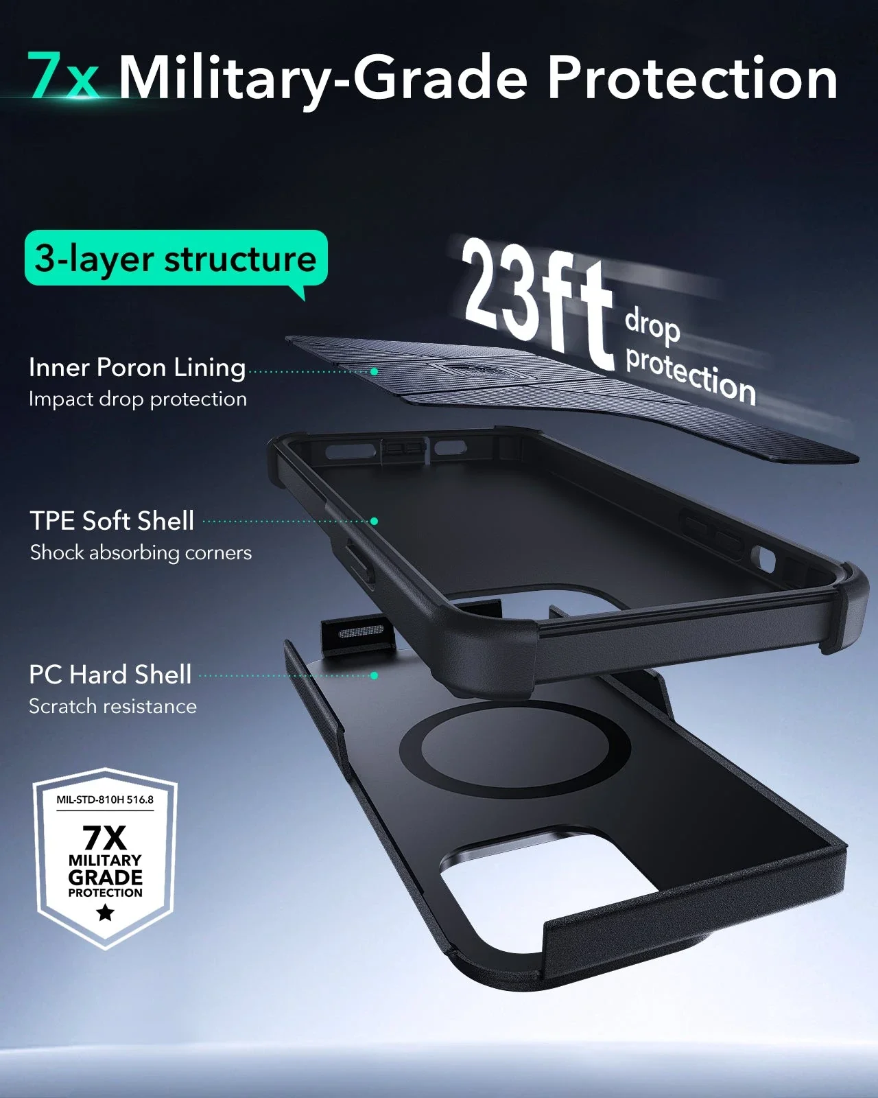 iPhone 13 Pro Cyber Tough Magnetic Case (Stash Stand) - Black - Image 3