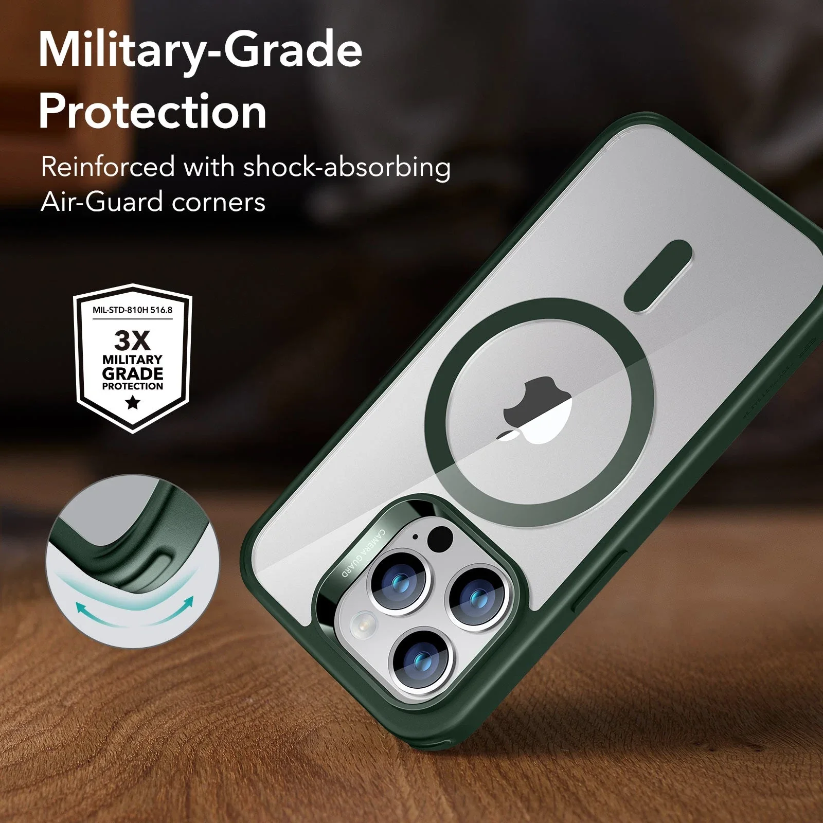 iPhone 14 Pro Classic Hybrid Case (HaloLock) - Clear Green - Image 4