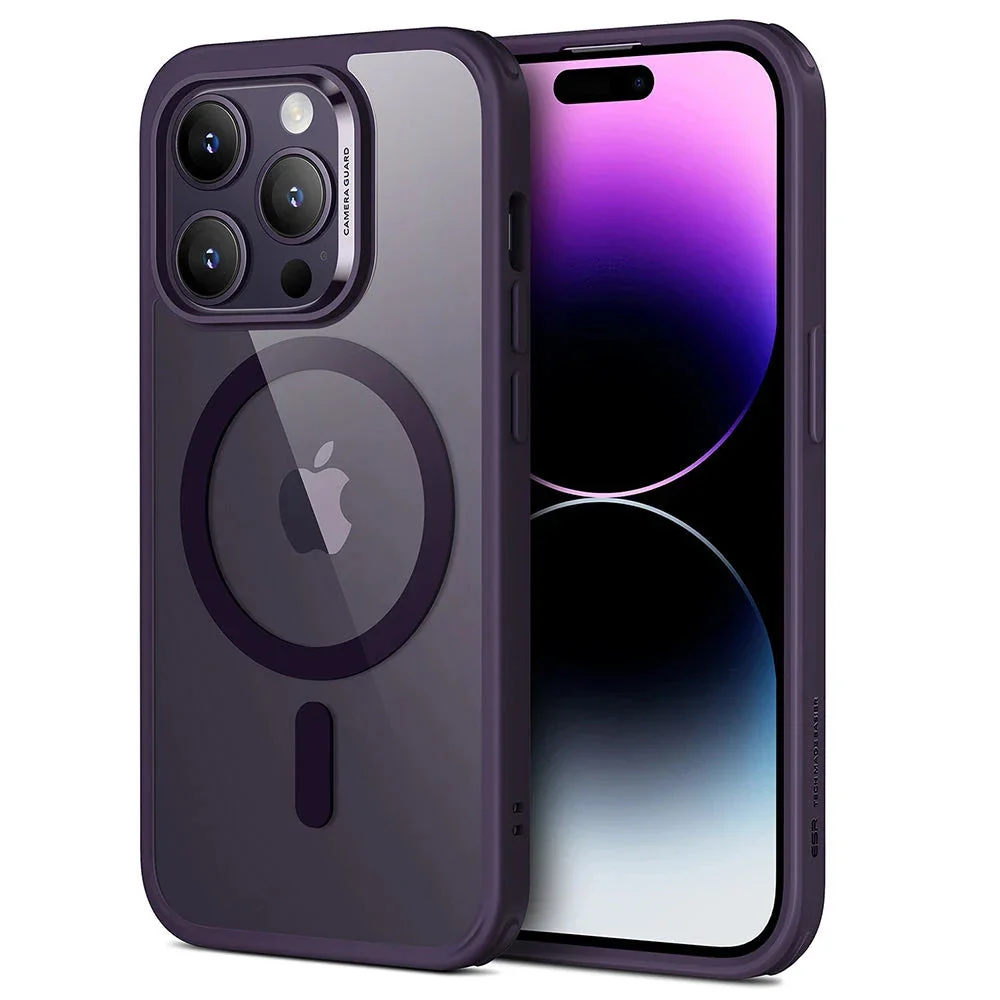 iPhone 14 Pro Classic Hybrid Case (HaloLock) - Clear Purple