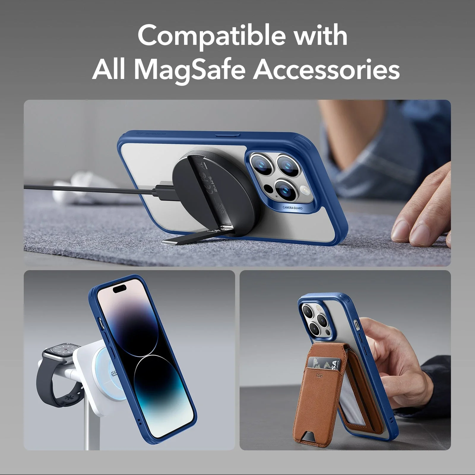 iPhone 14 Pro Max Classic Hybrid Case (HaloLock) - Clear Blue - Image 7