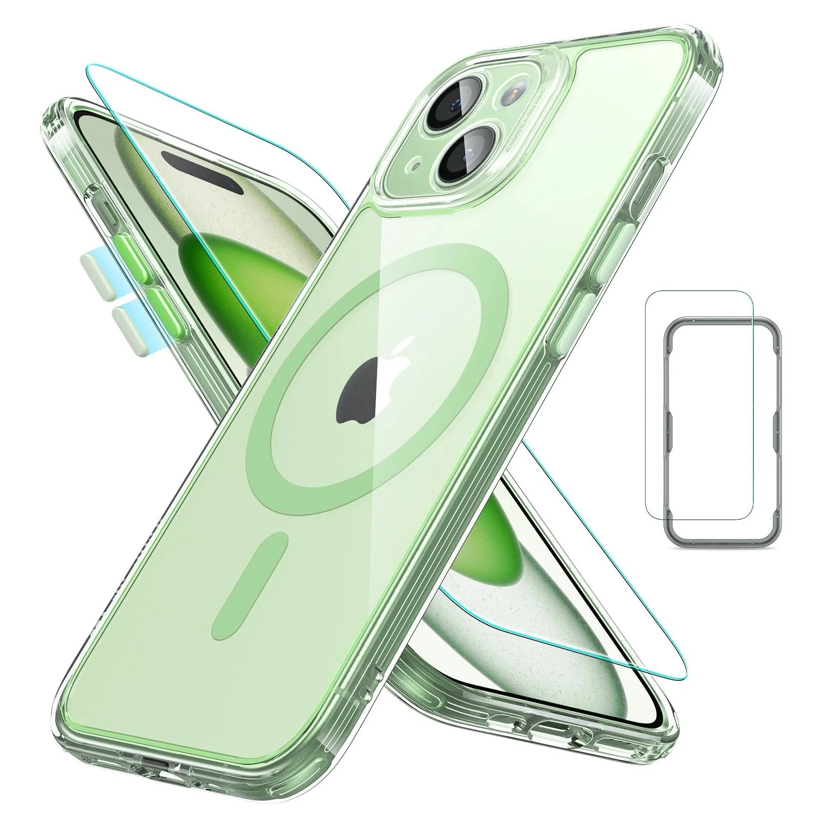 iPhone 15 Classic Pro Case (HaloLock) Set - Clear Green