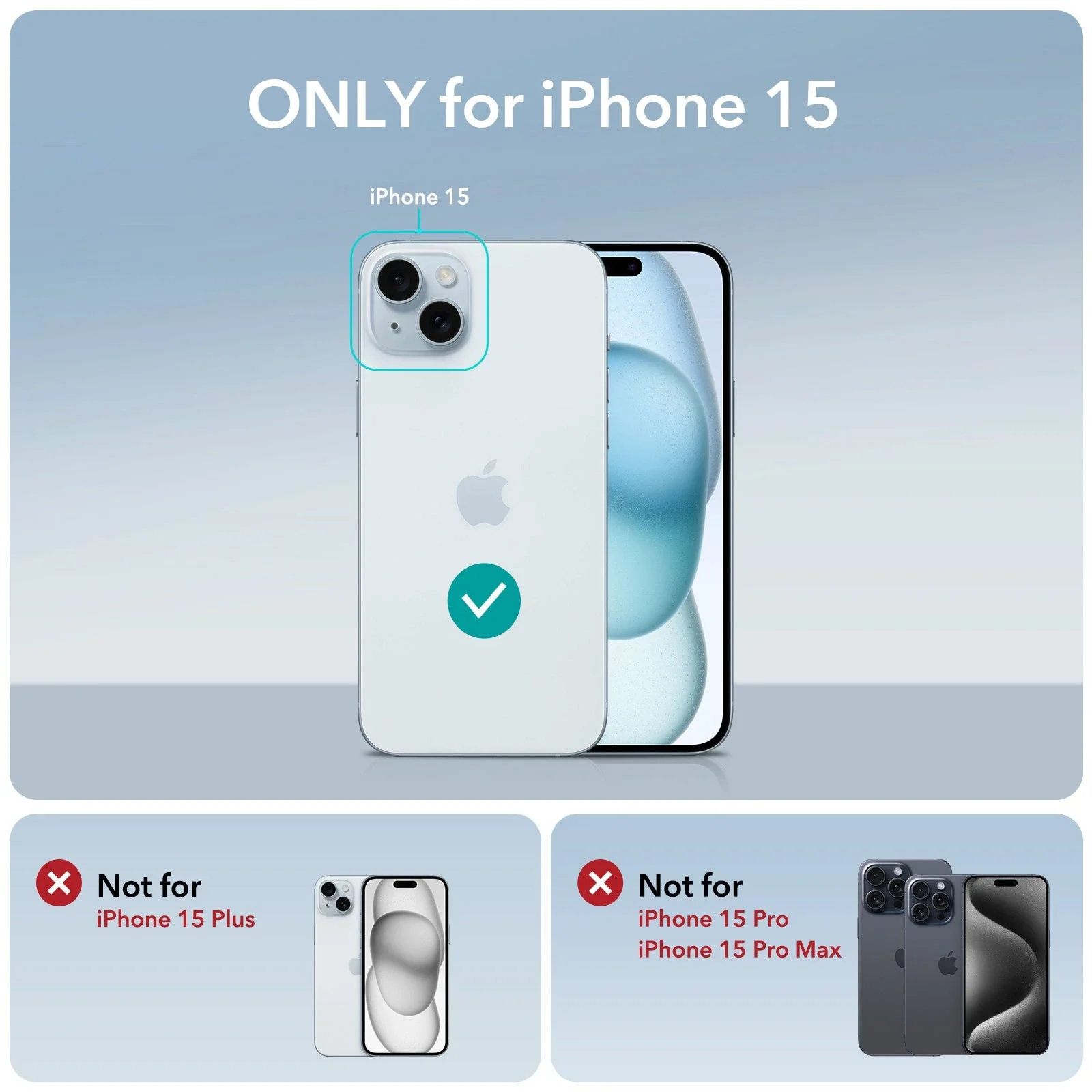 iPhone 15 Cloud Soft Case (HaloLock) - Light Blue - Image 2