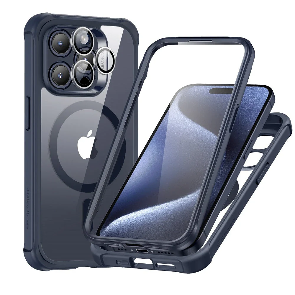 iPhone 15 Pro Armor Tough Case (HaloLock) - Clear Dark Blue