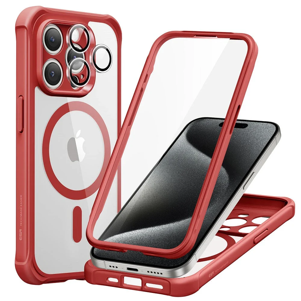 iPhone 15 Pro Armor Tough Case (HaloLock) - Clear Red