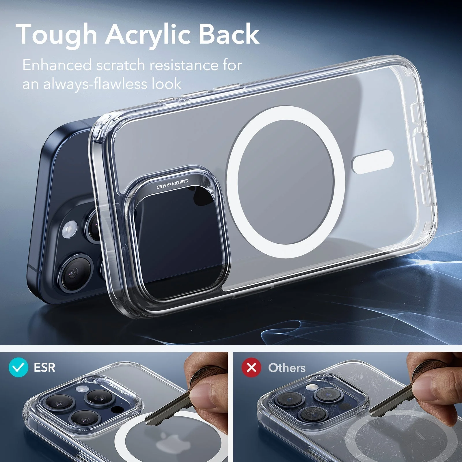 iPhone 15 Pro Classic Hybrid Case (HaloLock) - Clear Grey - Image 5