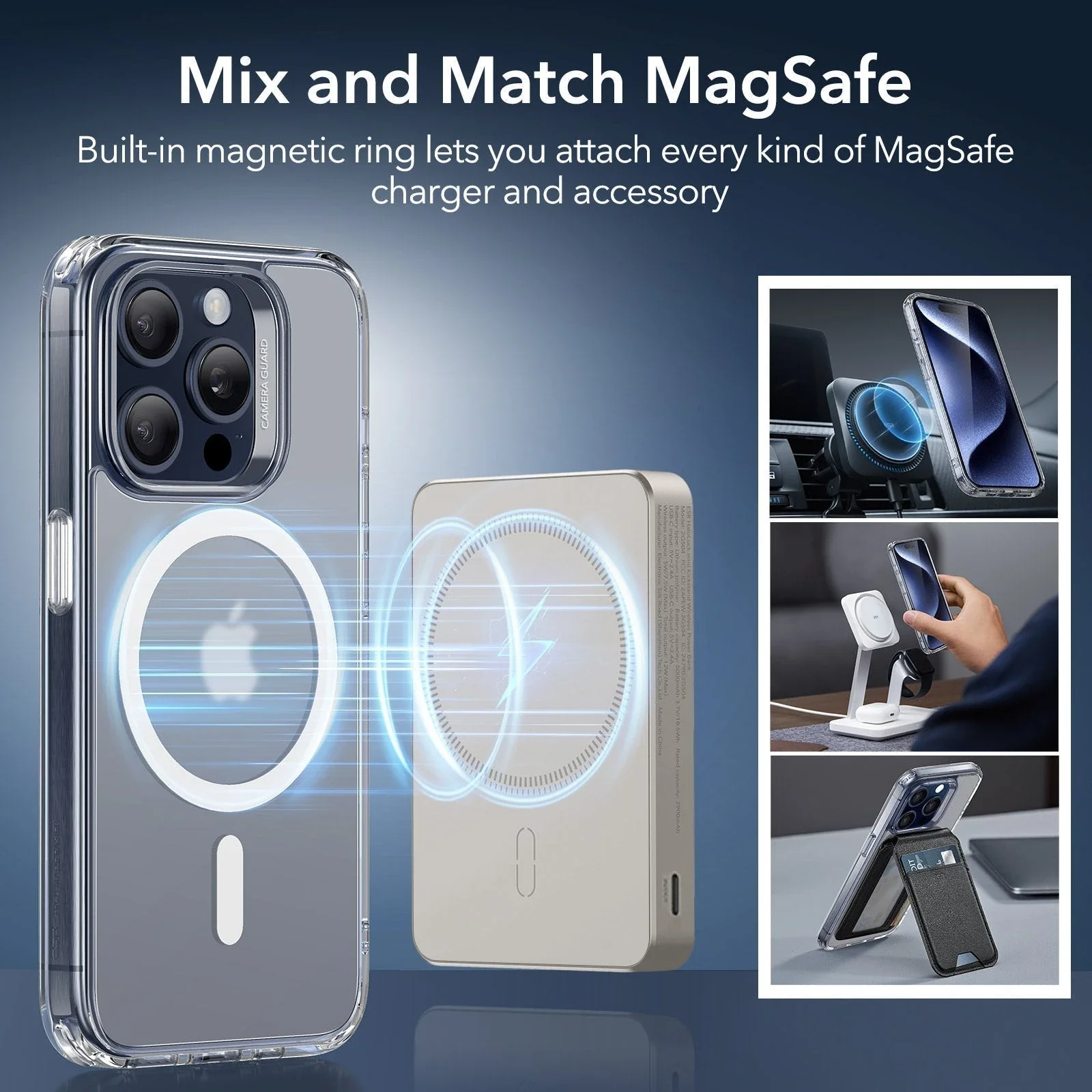 iPhone 15 Pro Max Classic Hybrid Case (HaloLock) - Clear Grey - Image 4