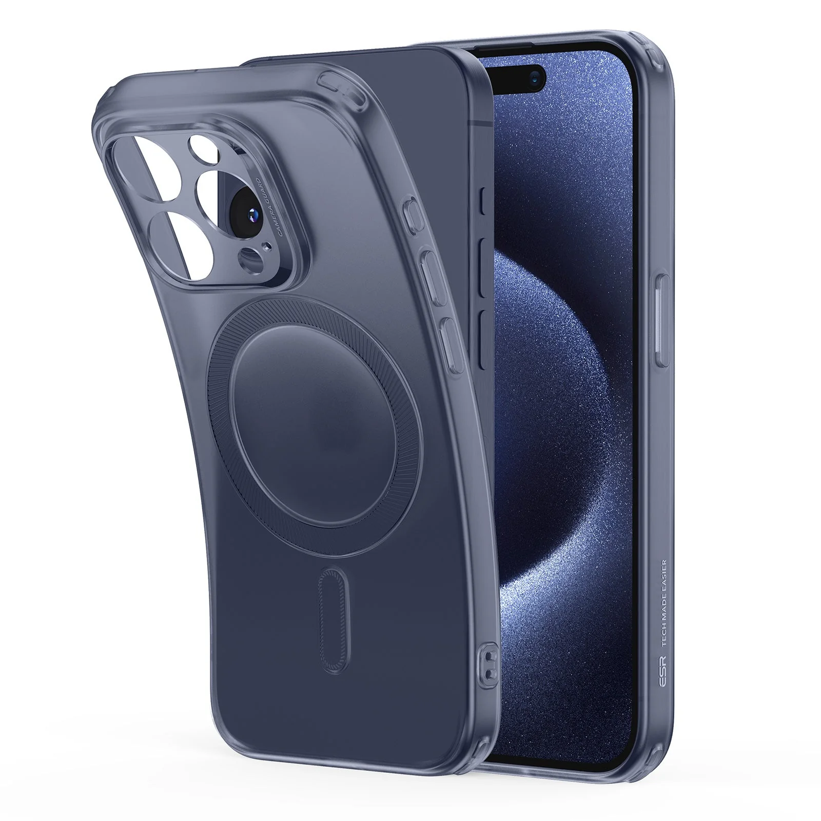 iPhone 15 Pro Max Zero Clear Case (HaloLock) - Frosted Dark Blue