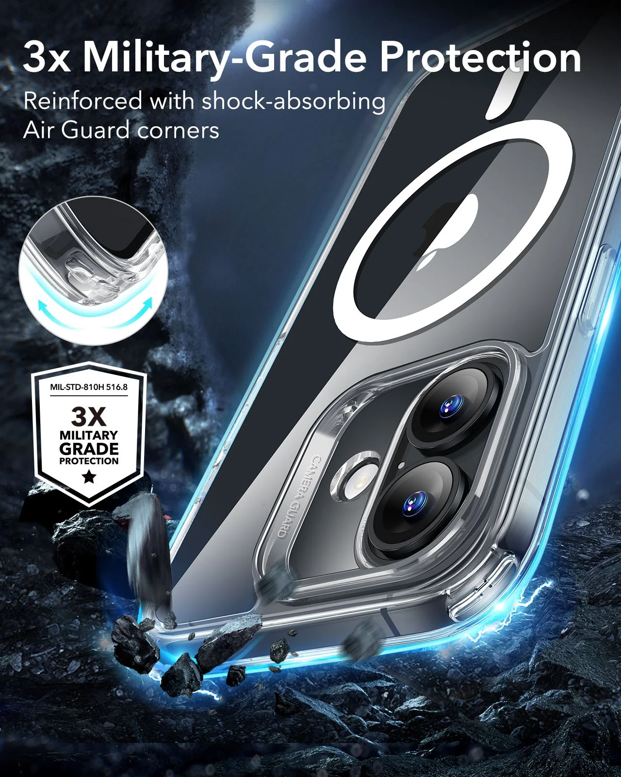 iPhone 16 Classic Hybrid Case (HaloLock) - Clear Blue - Image 4