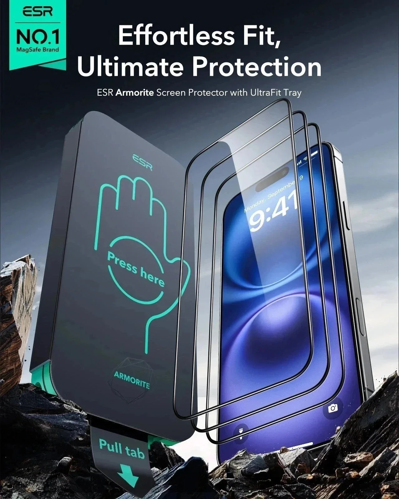iPhone 16 Classic Hybrid Magnetic Case (Camera Control) & Screen Protection Bundle - Clear Green - Image 9