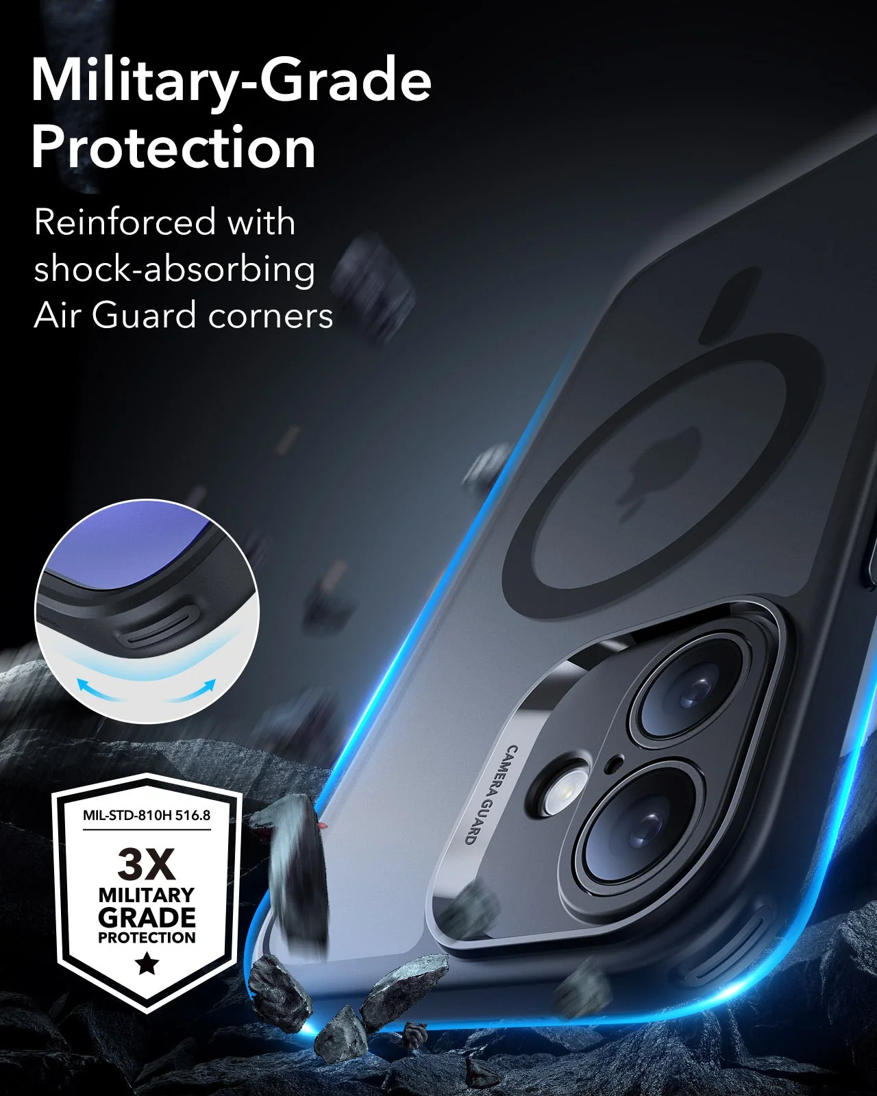 iPhone 16 Classic Pro Case (HaloLock) Set - Frosted Black - Image 4