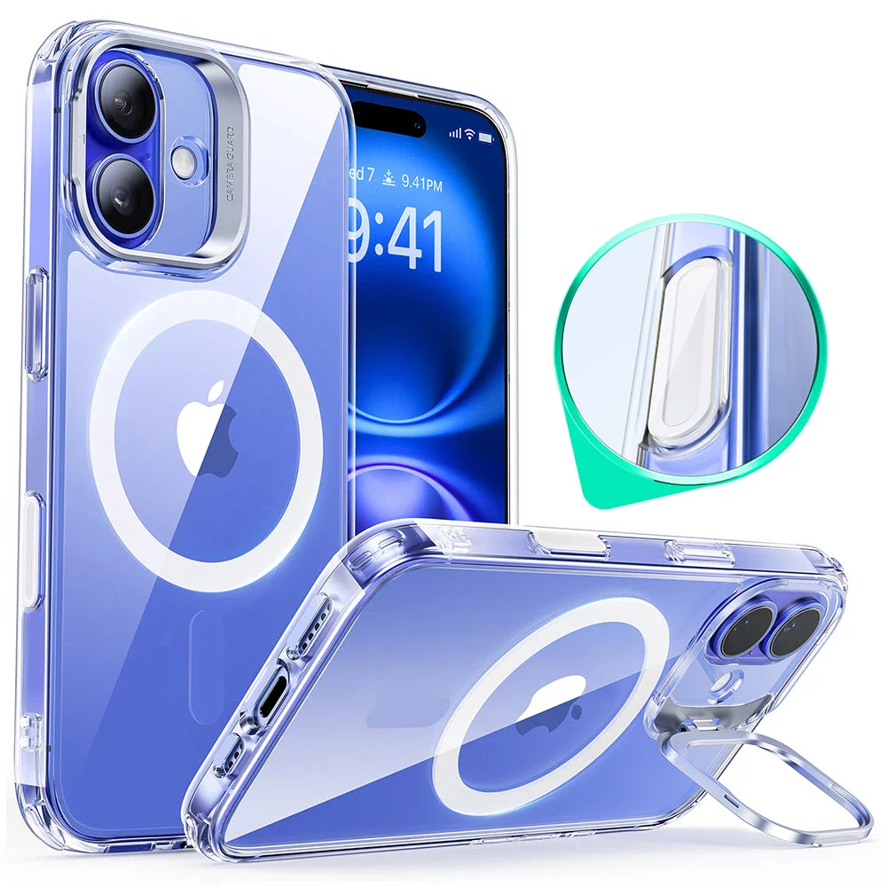 iPhone 16 Classic Hybrid Magnetic Case (Camera Control, Stash Stand) - Clear