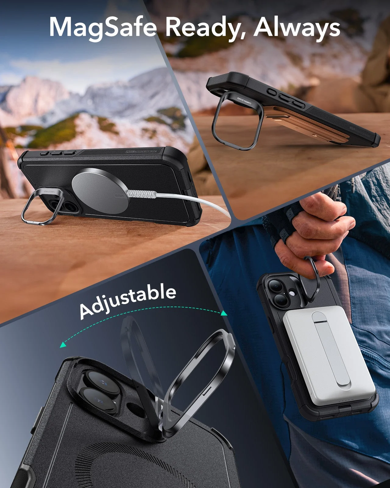 iPhone 16 Plus Cyber Tough Case with Stash Stand Protection Bundle - Pink - Image 4