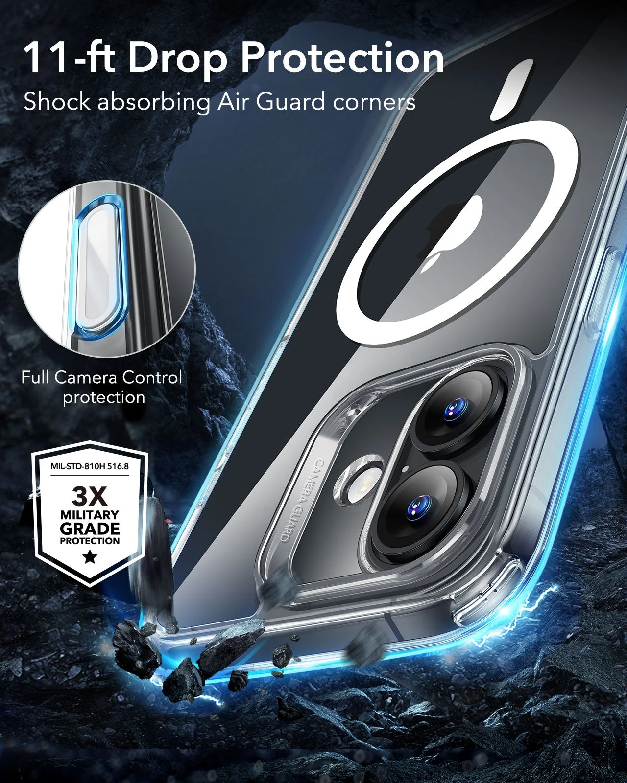 iPhone 16 Plus HaloLock Classic Hybrid Case (Camera Control) - Clear Green - Image 7