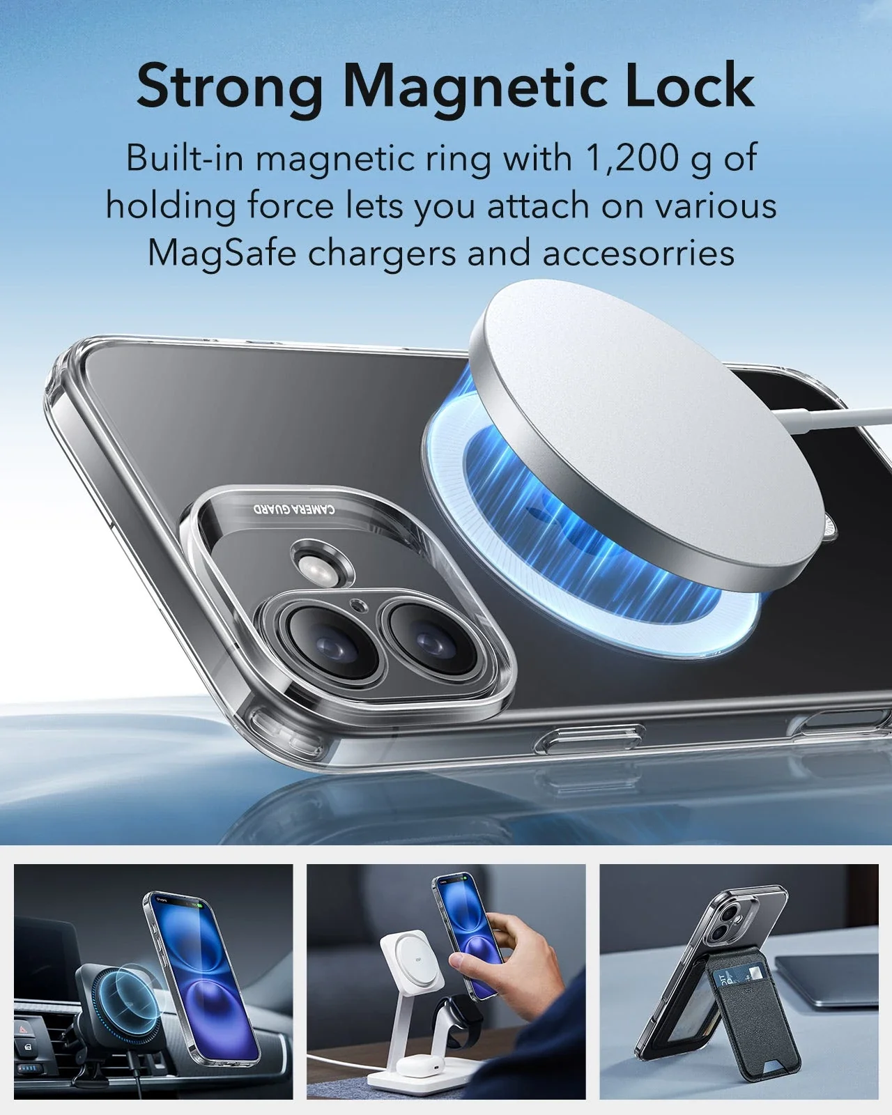 iPhone 16 Plus Zero Clear Case (HaloLock) - Frosted Light Blue - Image 5