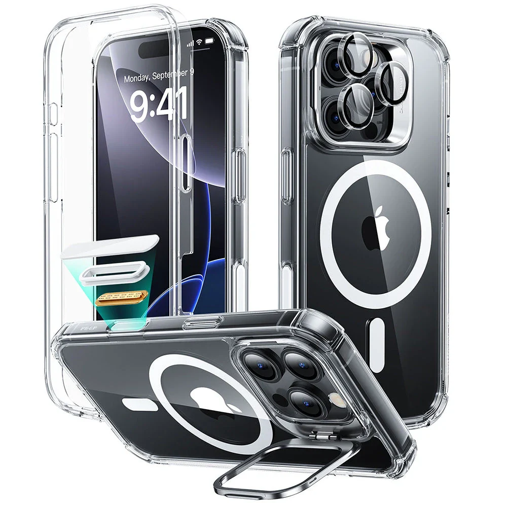 iPhone 16 Pro Armor Tough Magnetic Case (Camera Control, Stash Stand) - Clear