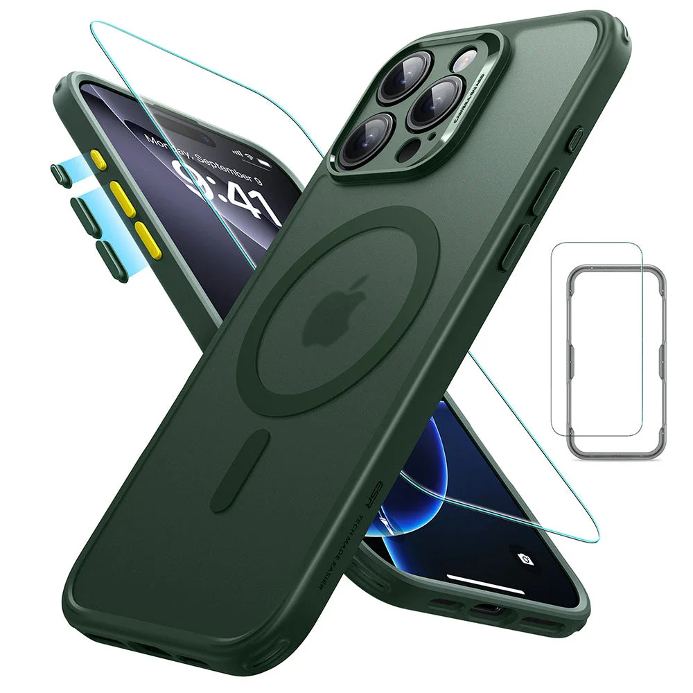 iPhone 16 Pro Classic Pro Case (HaloLock) Set - Frosted Dark Green