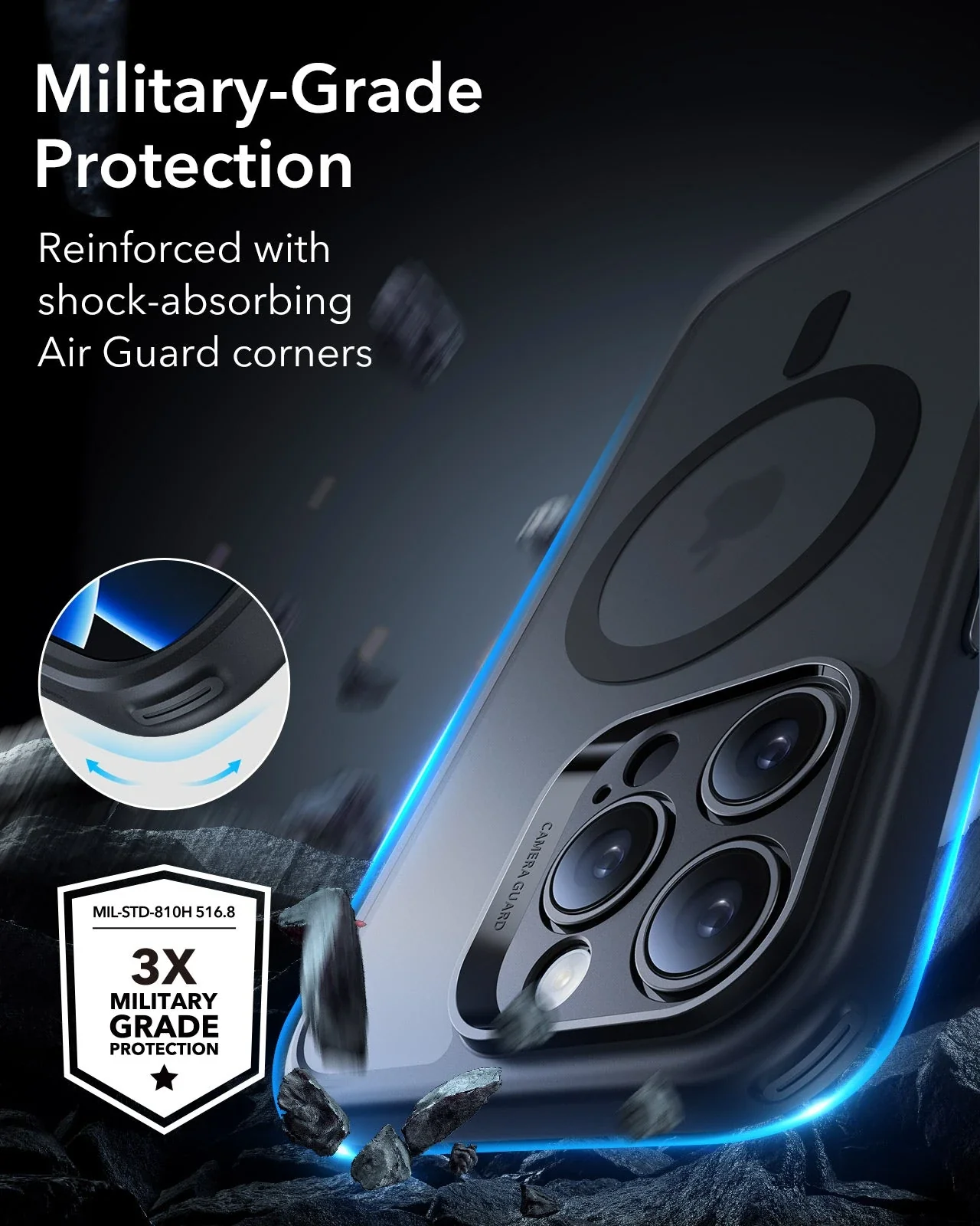 iPhone 16 Pro Classic Pro Case (HaloLock) Set - Frosted Dark Green - Image 4