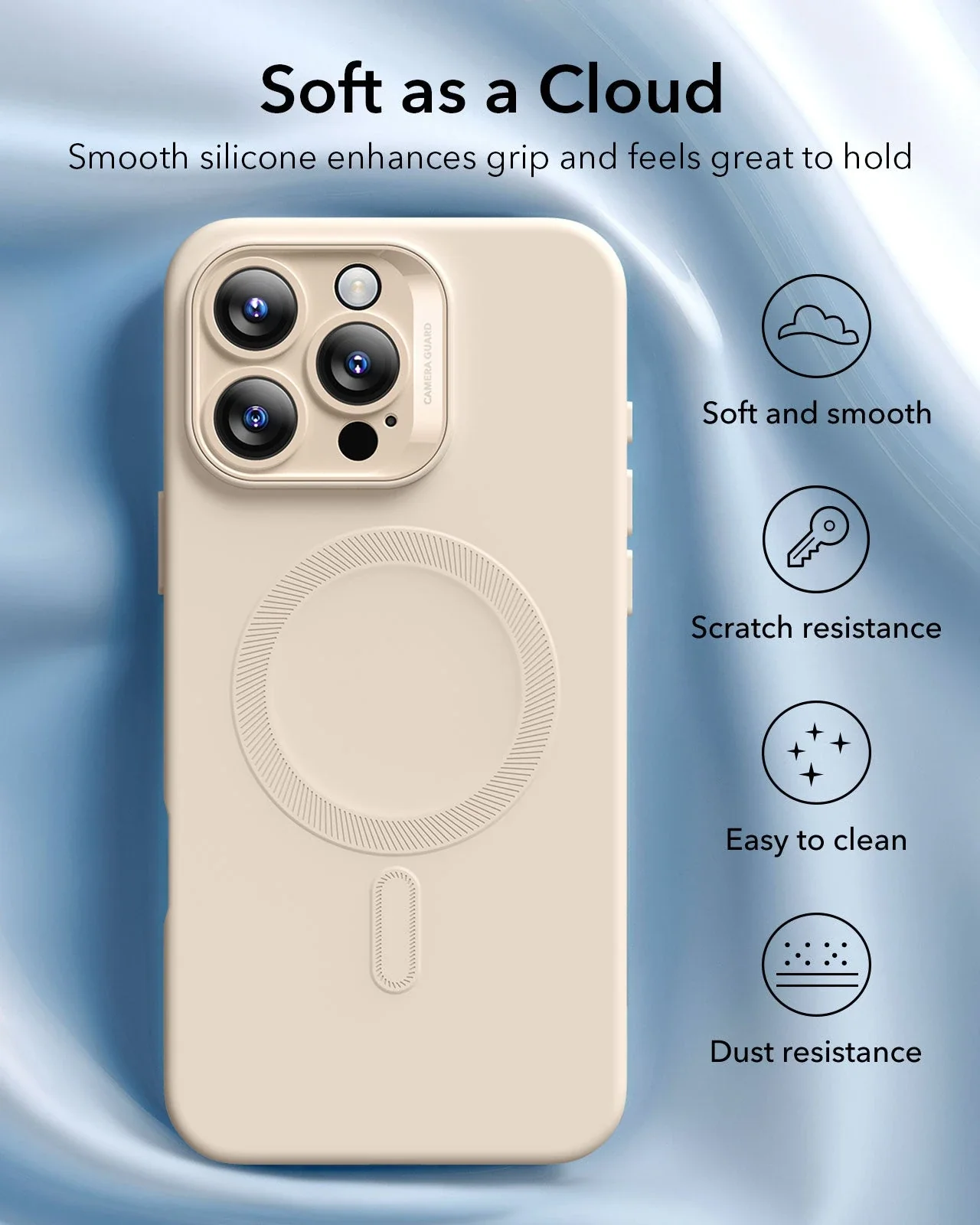 iPhone 16 Pro Cloud Soft Case (HaloLock) - Light Tan - Image 5