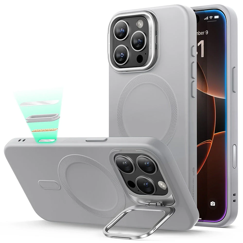 iPhone 16 Pro Cloud Soft Magnetic Case (Camera Control, Stash Stand) - Grey