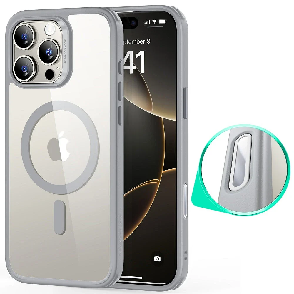 iPhone 16 Pro HaloLock Classic Hybrid Case (Camera Control) - Clear Grey