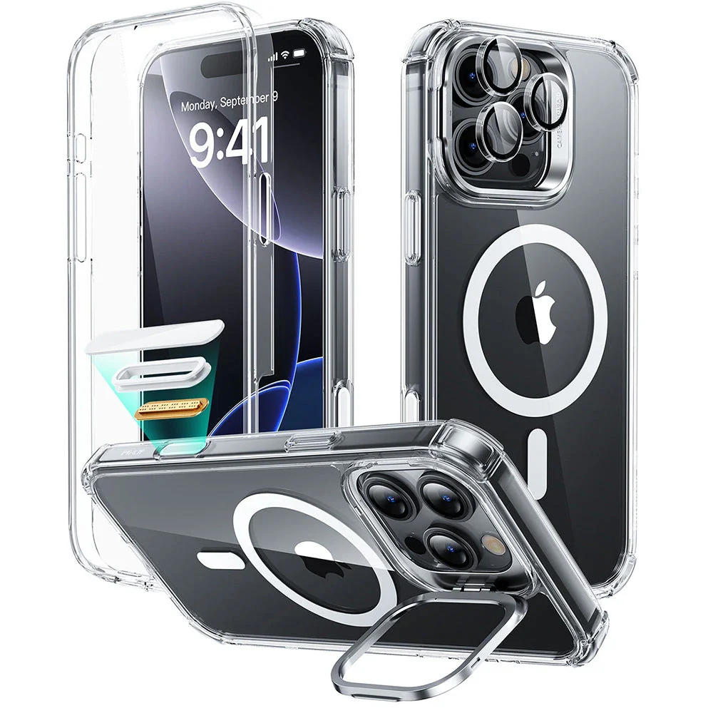iPhone 16 Pro Max Armor Tough Magnetic Case (Camera Control, Stash Stand) - Clear