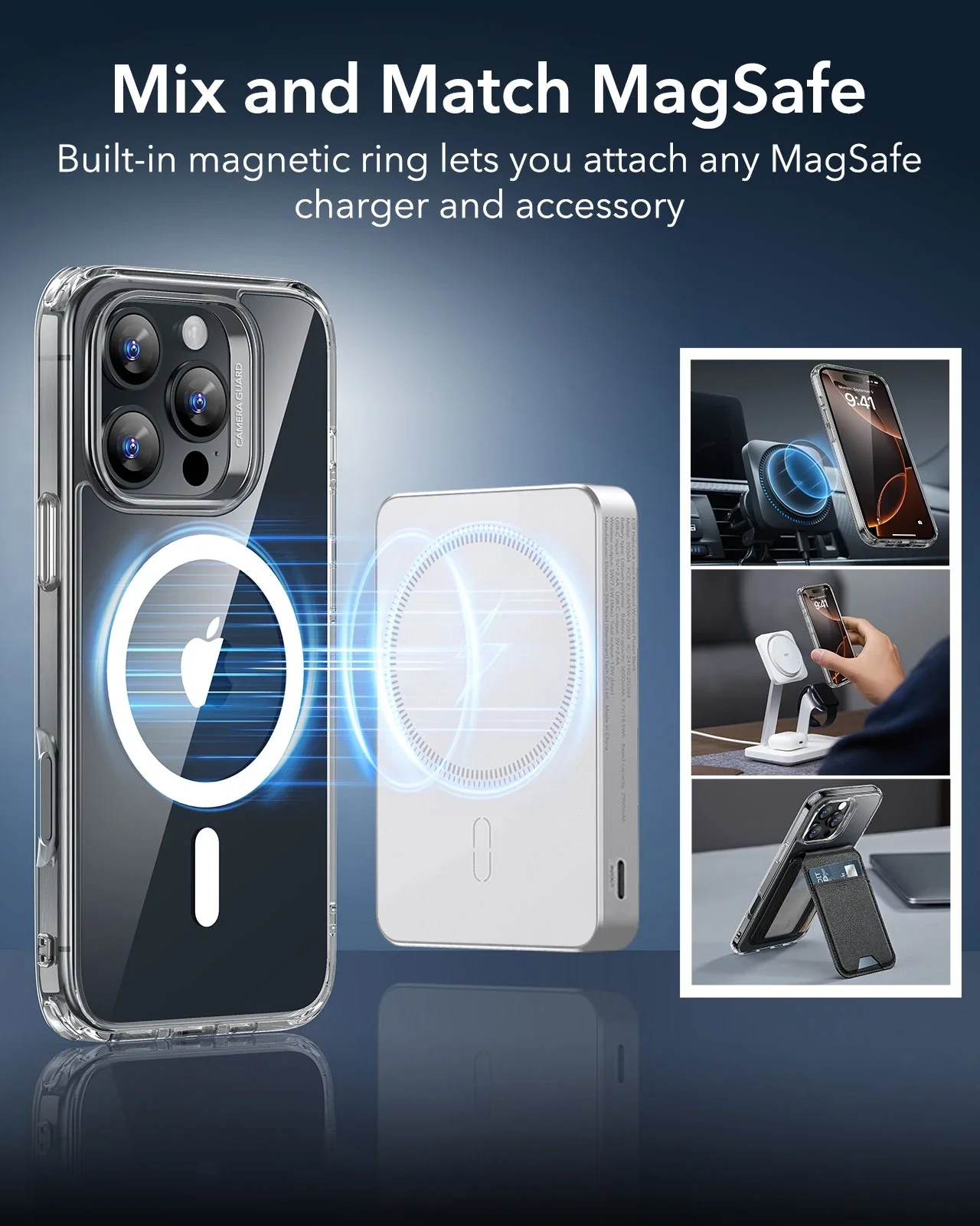 iPhone 16 Pro Max Classic Hybrid Case (HaloLock) - Clear Grey - Image 5