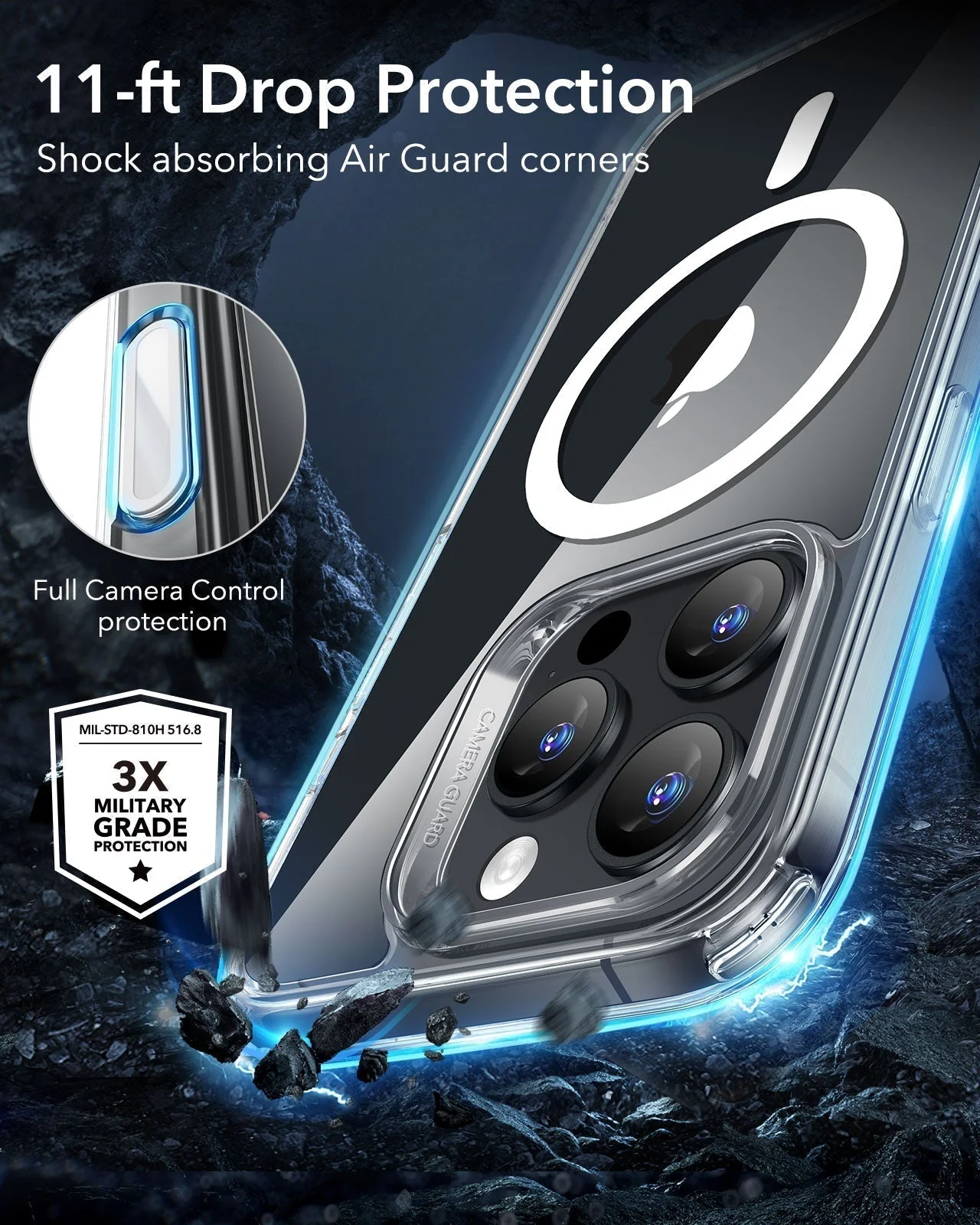 iPhone 16 Pro Max Classic Hybrid Magnetic Case (Camera Control) & Privacy Screen Protector Bundle - Clear - Image 9