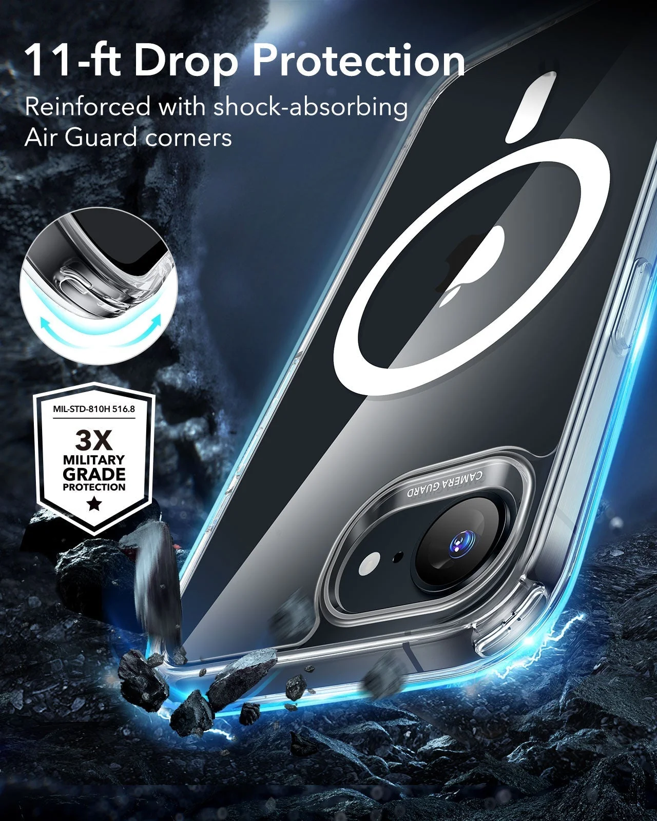 iPhone 16e HaloLock Classic Hybrid Case Protection Bundle - Clear Black - Image 5