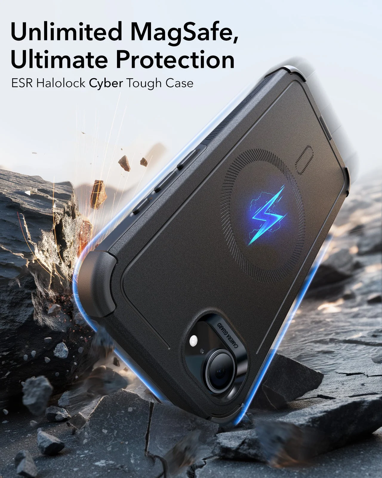 iPhone 16e HaloLock Cyber Tough Case - Red - Image 2
