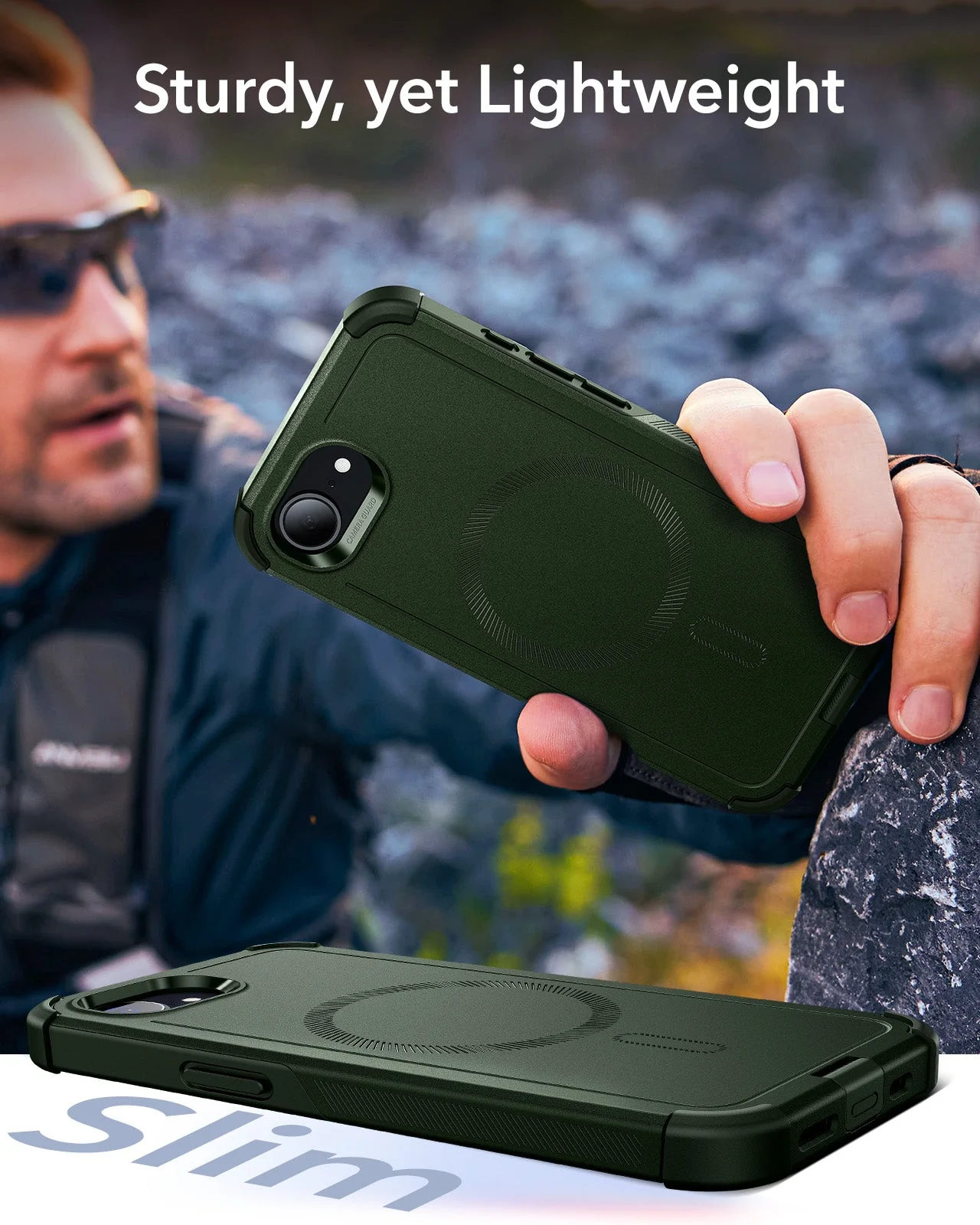 iPhone 16e HaloLock Cyber Tough Case - Dark Green - Image 7
