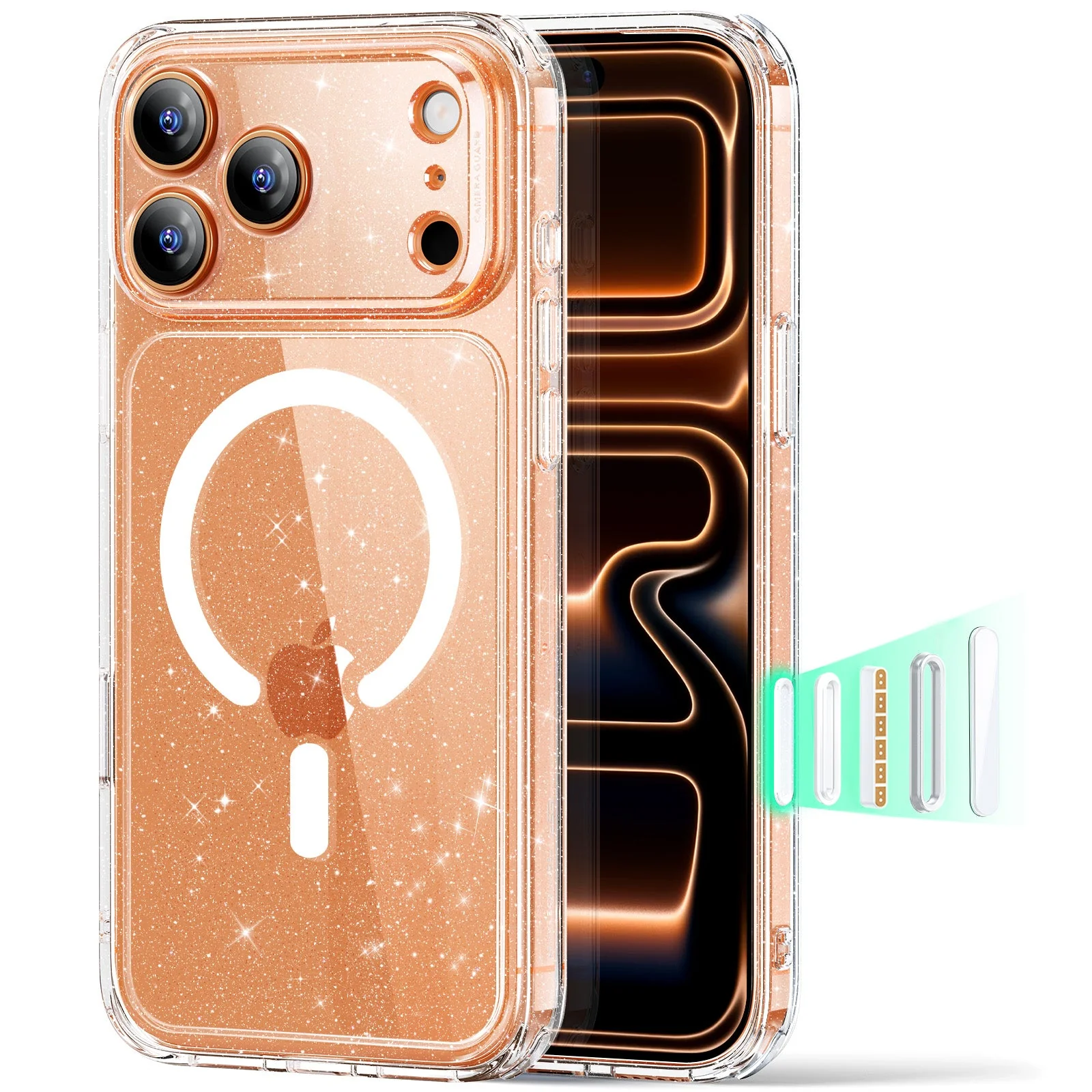 iPhone 17 Pro Classic Hybrid Magnetic Case (Camera Control) - Clear Shimmer