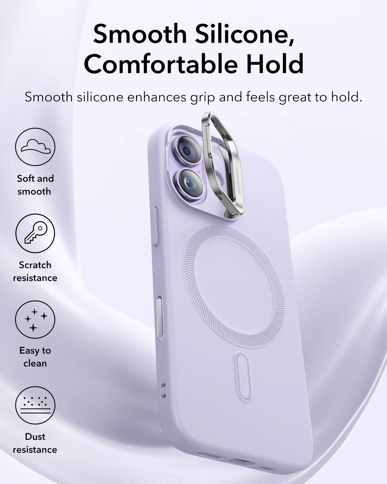 iPhone 17 Cloud Soft Magnetic Case (Camera Control, Stash Stand) Armorite Protection Bundle - Lavender - Image 6