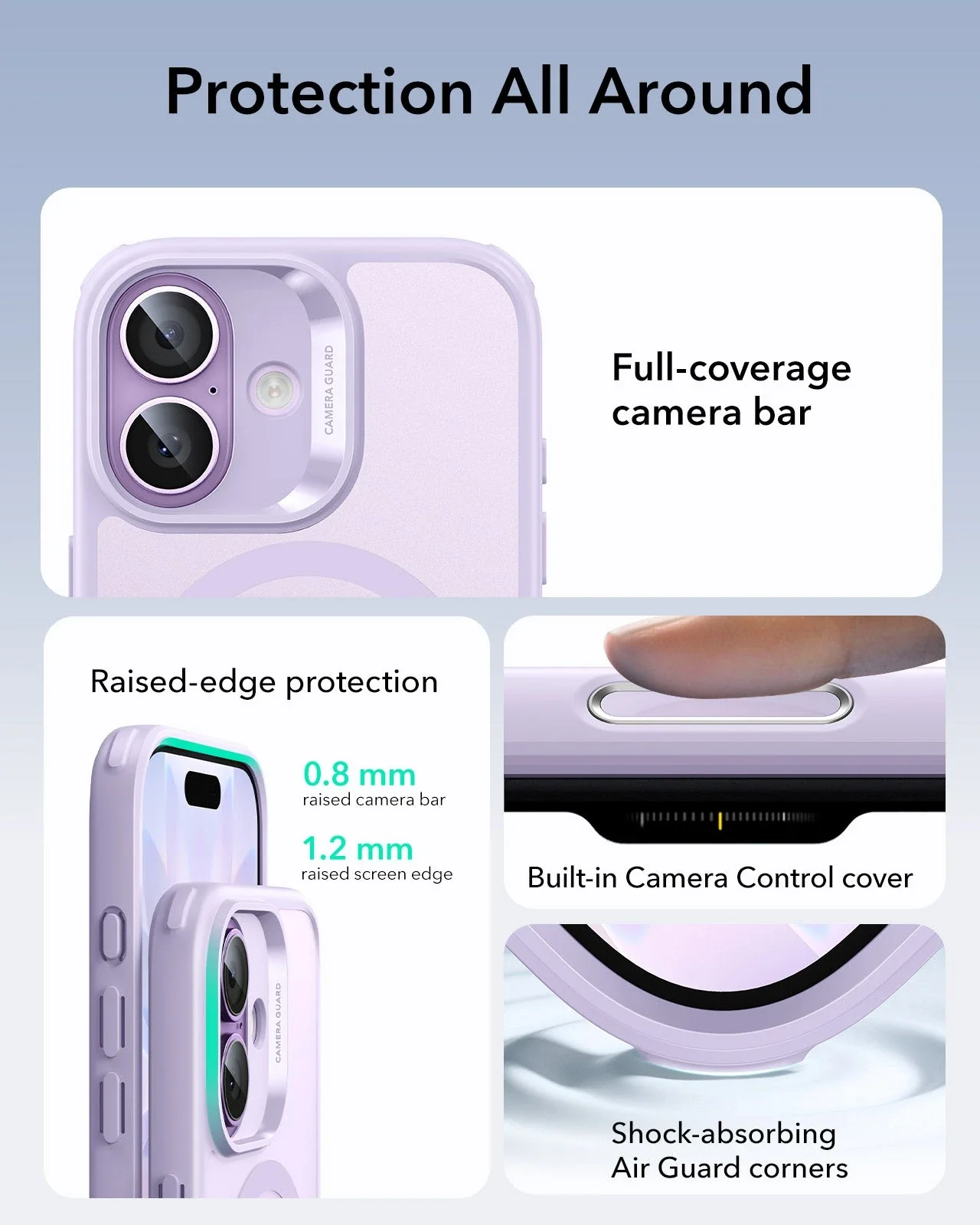 iPhone 17 Classic Hybrid Magnetic Case (Camera Control) - Frosted Light Purple - Image 3