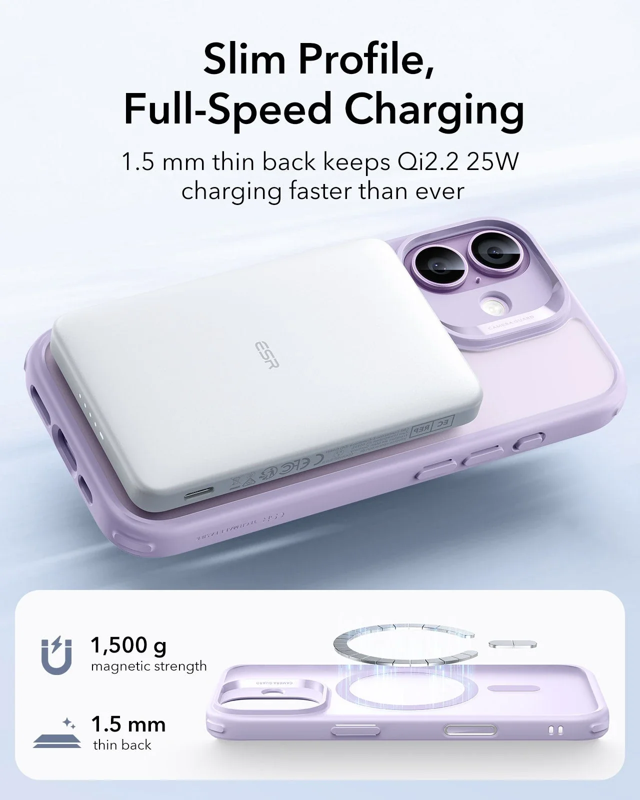 iPhone 17 Classic Hybrid Magnetic Case (Camera Control) - Frosted Light Purple - Image 5