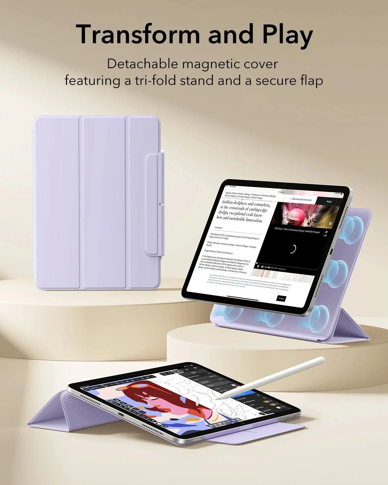 iPad Air 11" (M4) 2026 Rebound Magnetic Case - Light Purple - Image 3