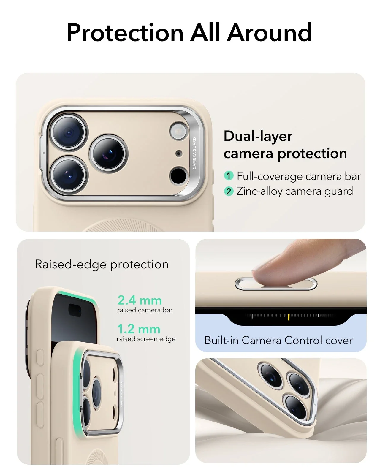 iPhone 17 Pro Max Cloud Soft Magnetic Case (Camera Control, Stash Stand) Armorite Privacy Protection Bundle - Light Tan - Image 3