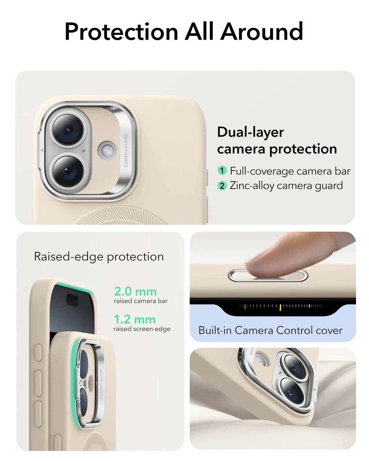 iPhone 17 Cloud Soft Magnetic Case (Camera Control, Stash Stand) Armorite Protection Bundle - Light Tan - Image 3