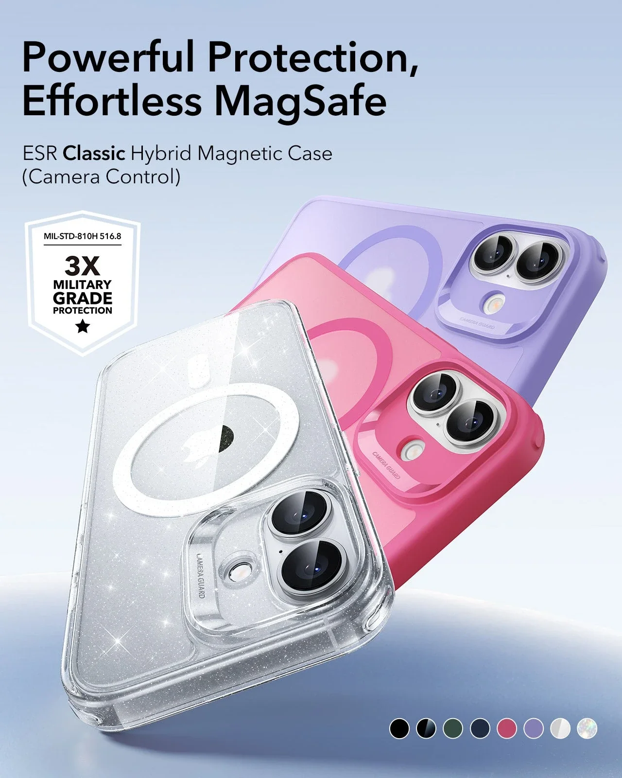 iPhone 17 Classic Hybrid Magnetic Case (Camera Control) - Clear Shimmer - Image 2