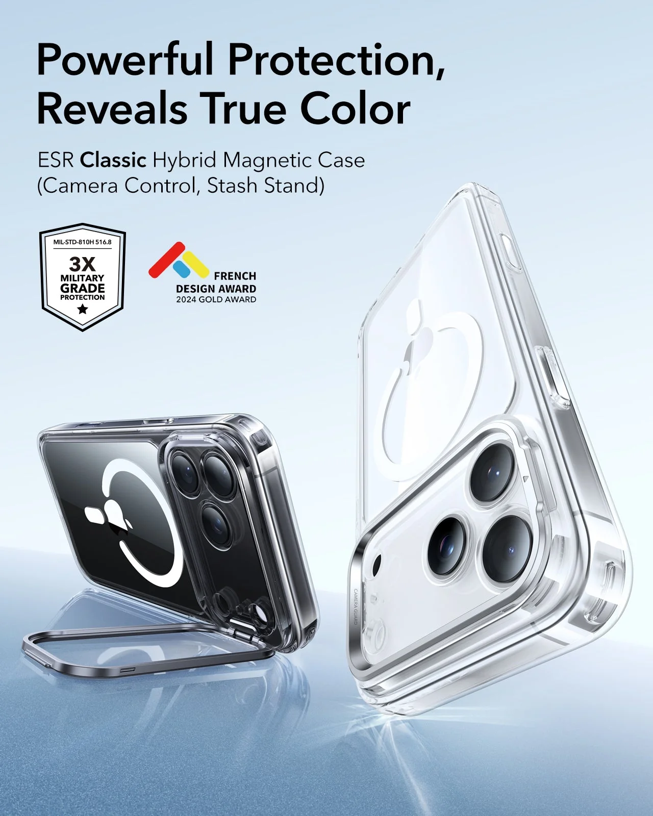 iPhone 17 Pro Classic Hybrid Magnetic Case (Camera Control, Stash Stand) - Clear - Image 2