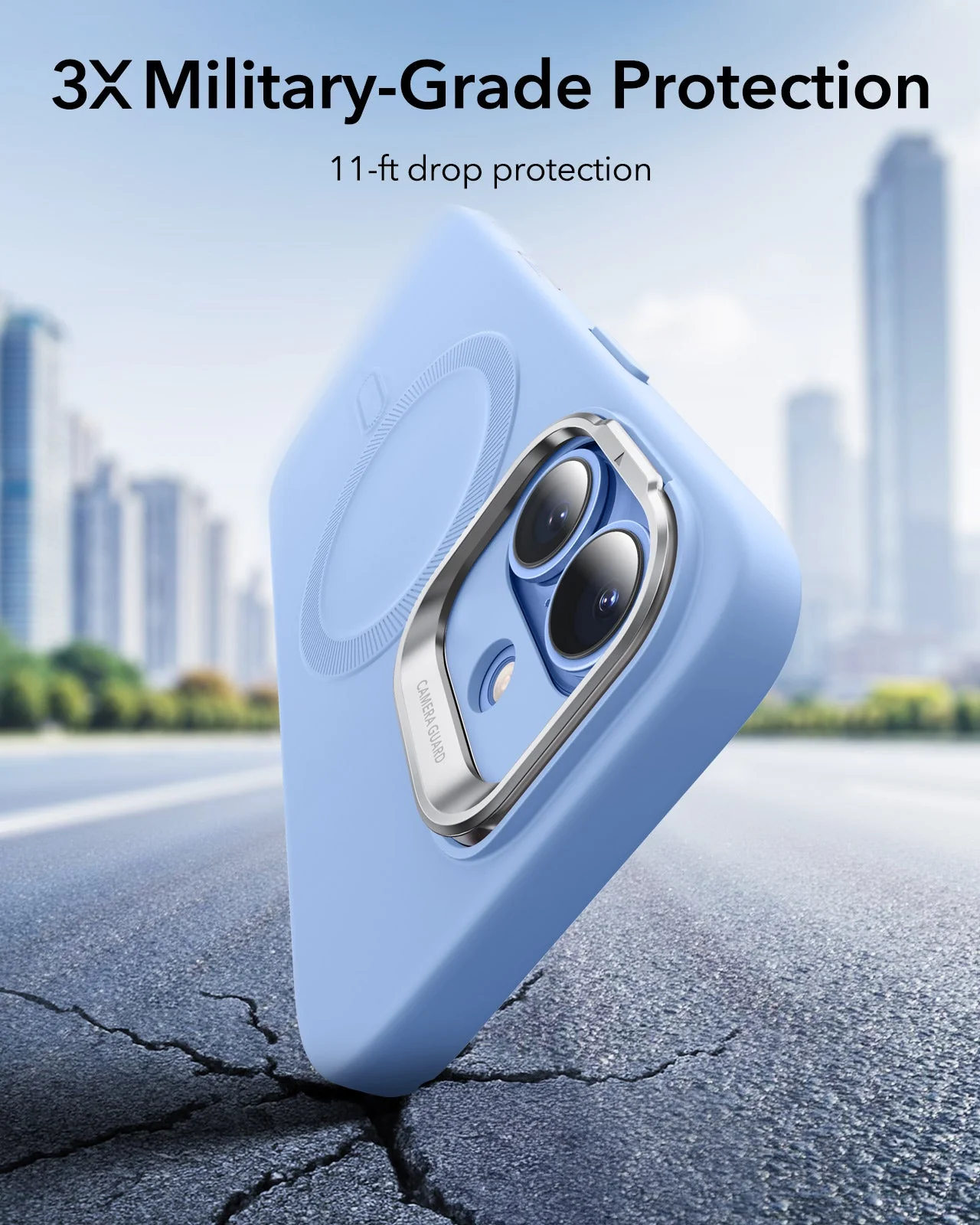 iPhone 17 Cloud Soft Magnetic Case (Camera Control, Stash Stand) - Mist Blue - Image 5