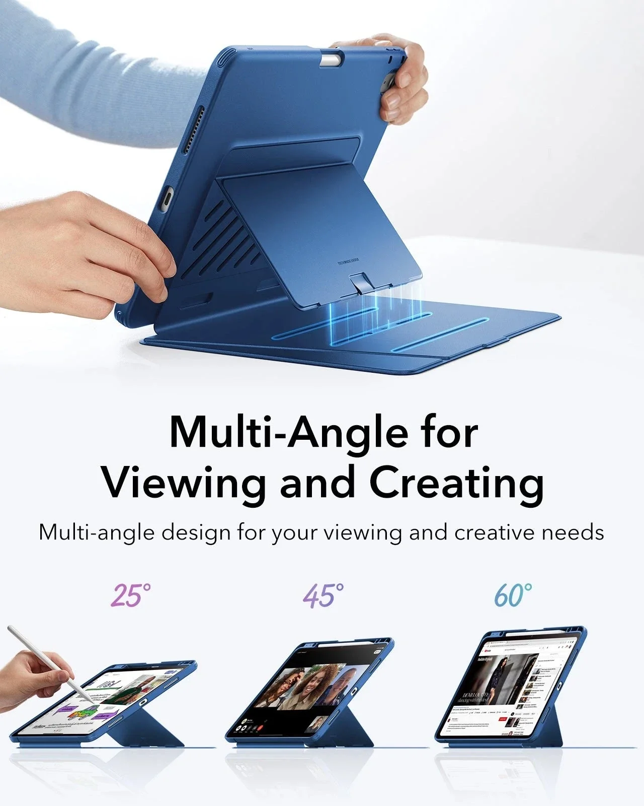 iPad Air 13" (M4) 2026 Flip Magnetic Case with Pencil Holder - Navy Blue - Image 5