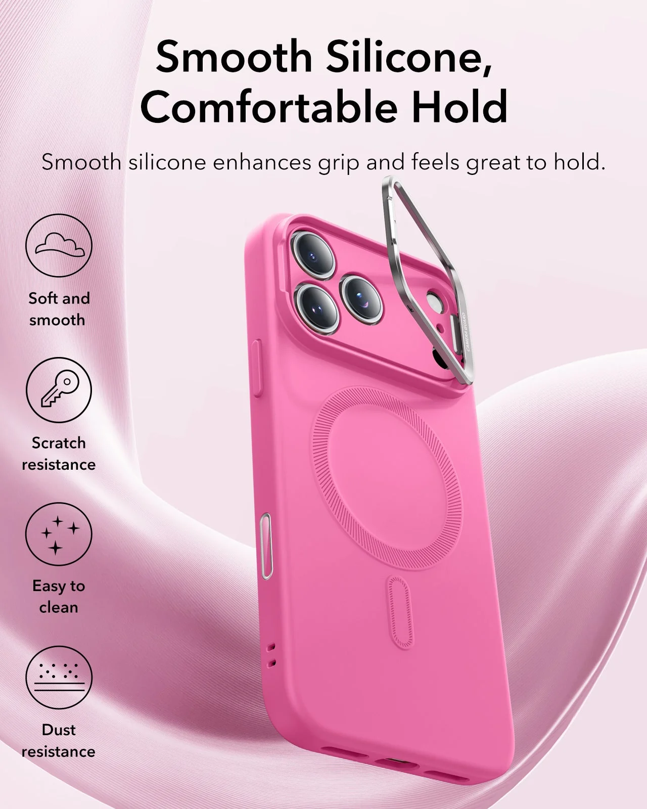 iPhone 17 Pro Cloud Soft Magnetic Case (Camera Control, Stash Stand) - Rosy Pink - Image 3