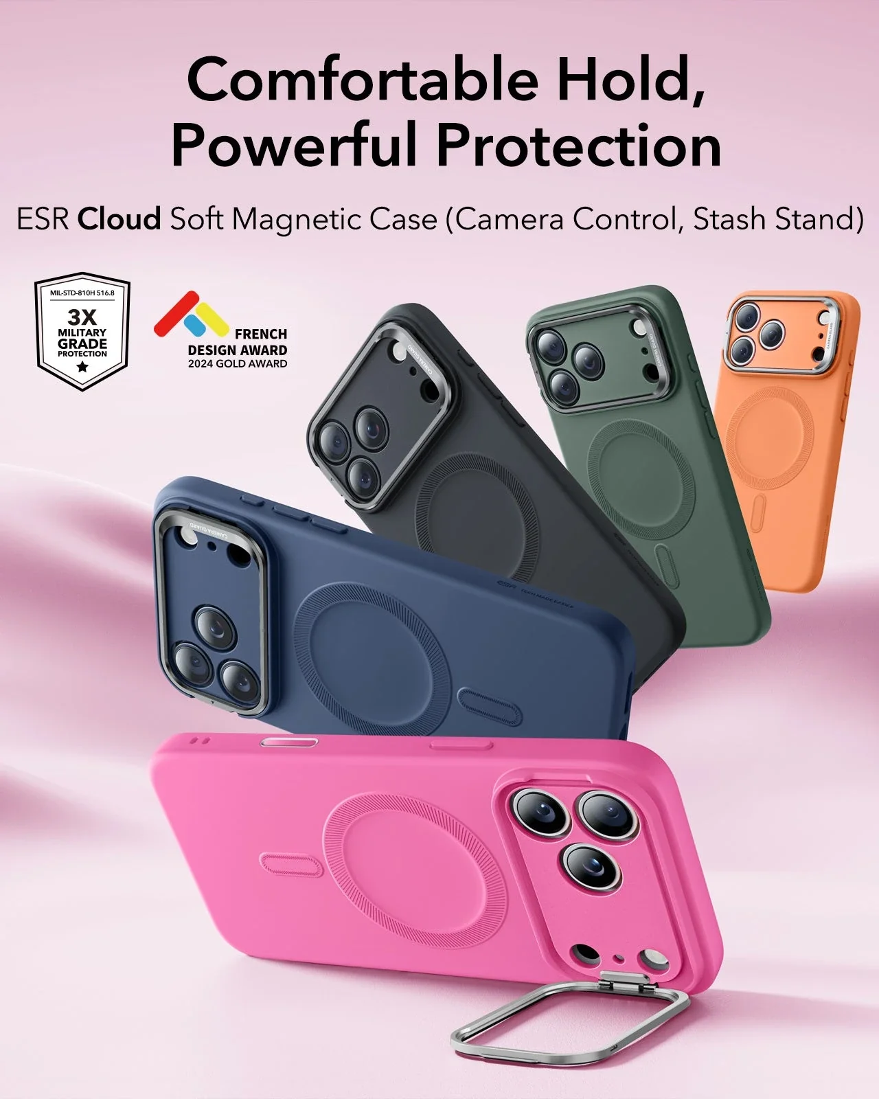 iPhone 17 Pro Max Cloud Soft Magnetic Case (Camera Control, Stash Stand) - Rosy Pink - Image 2