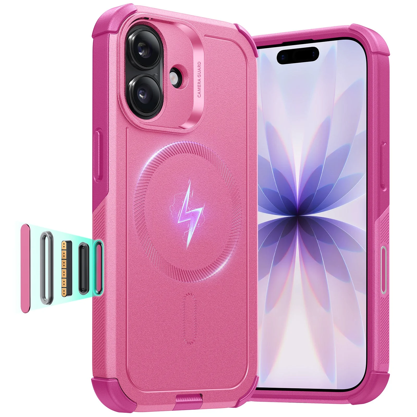 iPhone 17 Cyber Tough Magnetic Case (Camera Control) - Rosy Pink