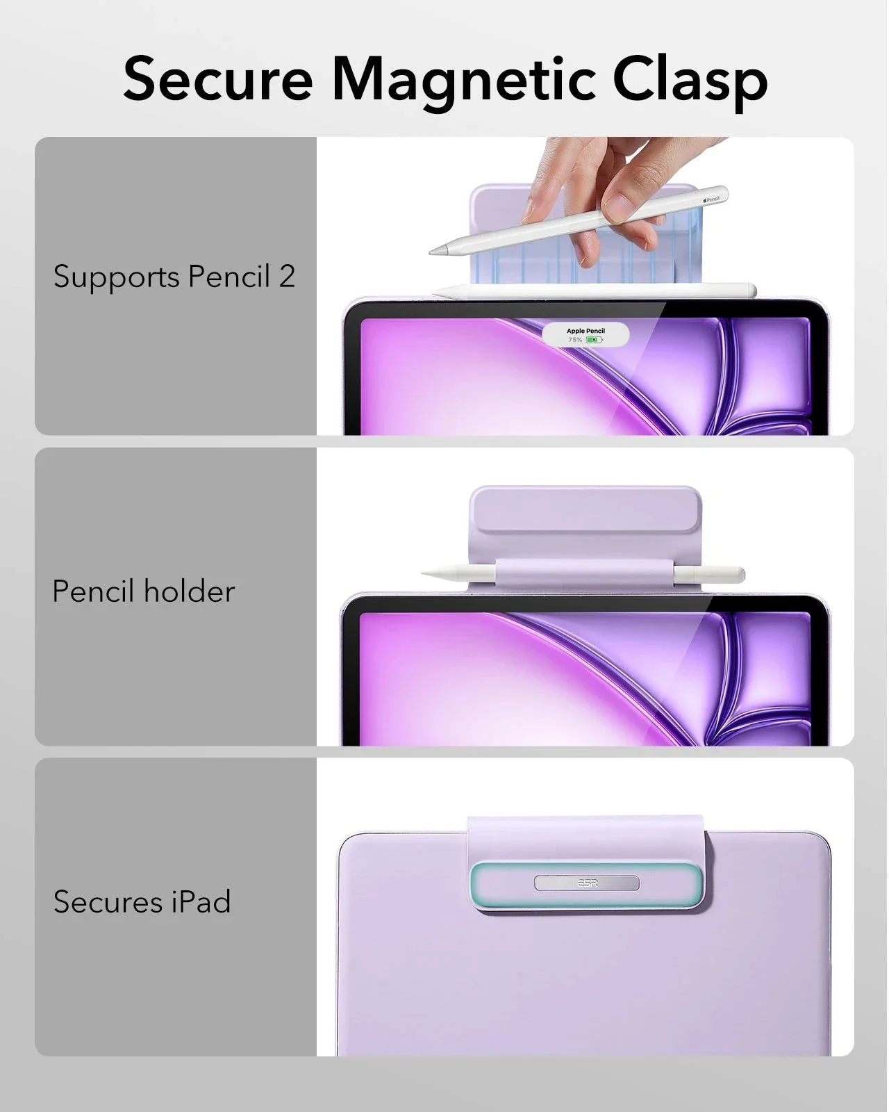 iPad Air 11” (M4) 2026 Rebound Magnetic Keyboard Case - US Layout-Purple - Image 10