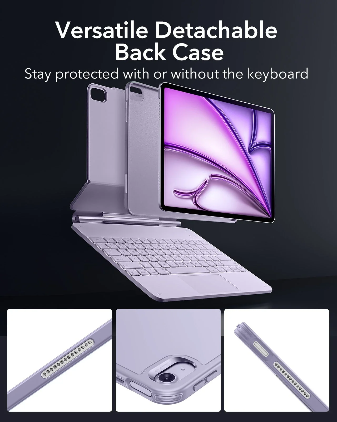 iPad Air 13" (M4) 2026 Bundle Rebound Magnetic Keyboard Case 360, Armorite & Paper-Feel Screen Protectors - US Layout-Purple - Image 5