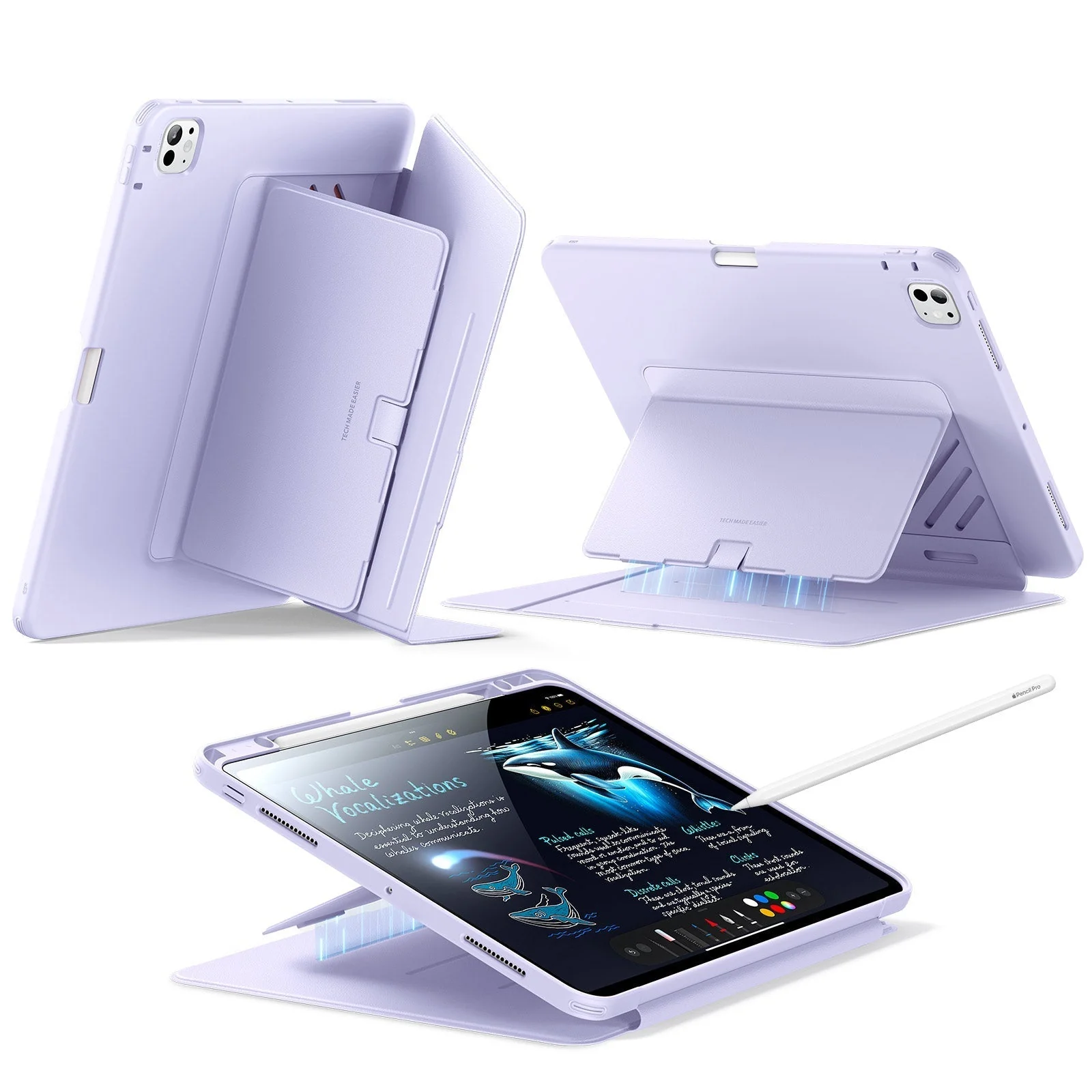 iPad Pro 13" (2024) Flip Magnetic Case with Pencil Holder - Purple